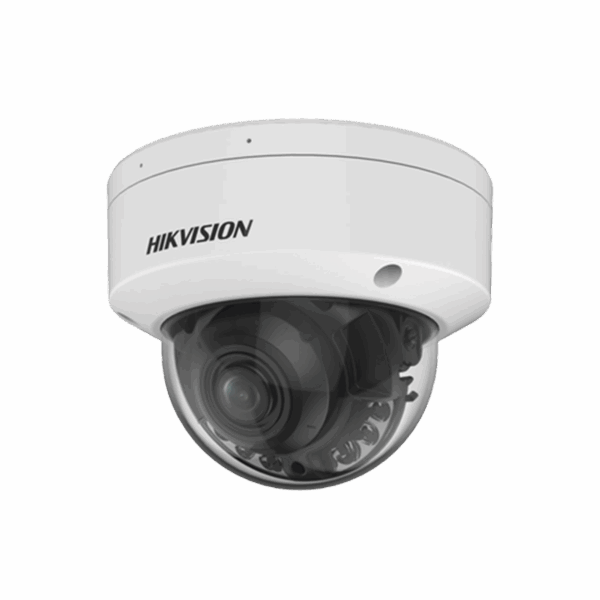 Domo IP 4 Megapixel / Lente Mot. 2.7 - 13.5 mm / Dual Light (40 mts IR + 40 mts Luz Blanca ) / SSD Integrado 1 TB / 2 Micrófonos Integrados / Alarmas I/O / IP67 / IK10 / WDR 130 dB / PoE + / AcuSense / DarkFighter S / Micro SD