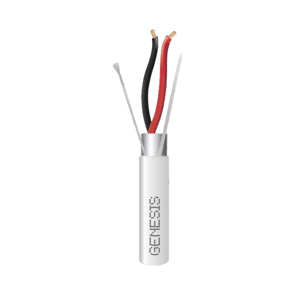 Bobina de 152 Metros de Cable / 2 x 16 AWG / BLINDADO / PLENUM / Color Blanco / Para Aplicaciones de Audio, Seguridad y Control