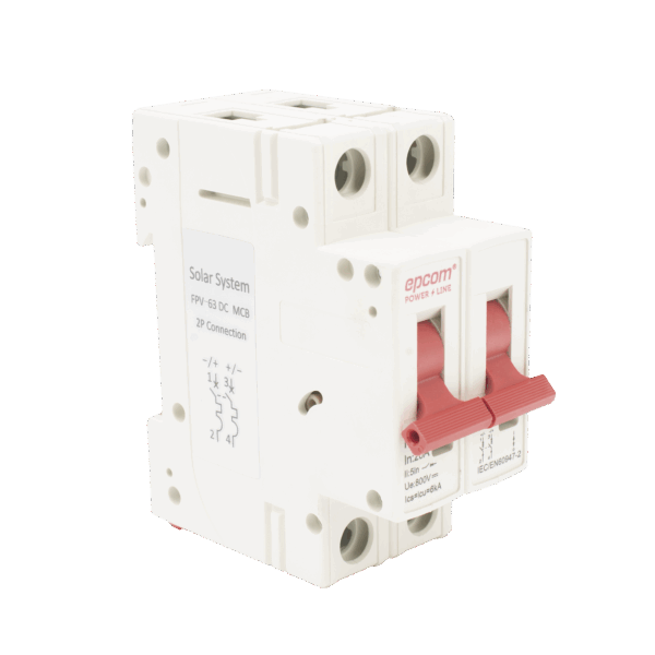 Protección Térmica/ Interruptor 2P, 20 A,  Corriente Directa  800 Vcc para Aplicación Fotovoltaica Montaje Riel DIN
