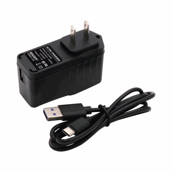 Adaptador de pared de 5 Vcc, @ 3 A con micro-USB tipo C