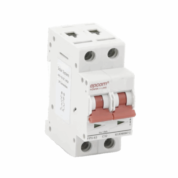 Protección Térmica/ Interruptor 2P, 32A,  Corriente Directa  800 Vcc para Aplicación Fotovoltaica Montaje Riel DIN