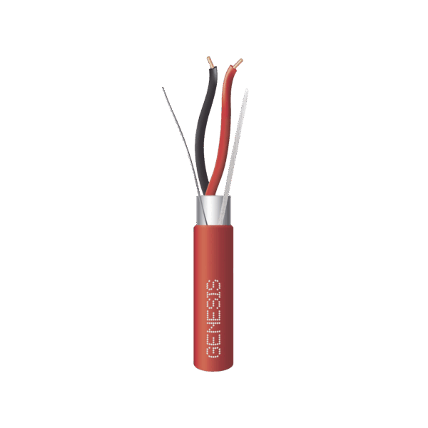 Bobina de 305 Metros de Alambre / 2 x 18 AWG / Riser / BLINDADO / Tipo FPLR / Color Rojo / Para Aplicaciones en Sistemas de Detección de Incendio y Sistemas de Evacuación