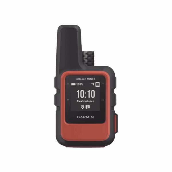 Navegador satelital InReach Mini 2 color naranja, con cobertura global mediante la red Iridium, cuenta con botón de emergencia, batería para hasta 50 horas, GPS y brujula.