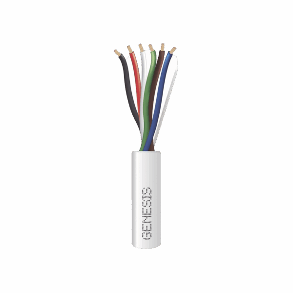 Bobina de 305 Metros / Cable de Cobre / 6 x 18 AWG  / Plenum / Para Interior / Color Blanco / Para Aplicaciones de Alarmas de Intrusión/Control de Acceso/ Automatización / Interfonos y Tv Porteros