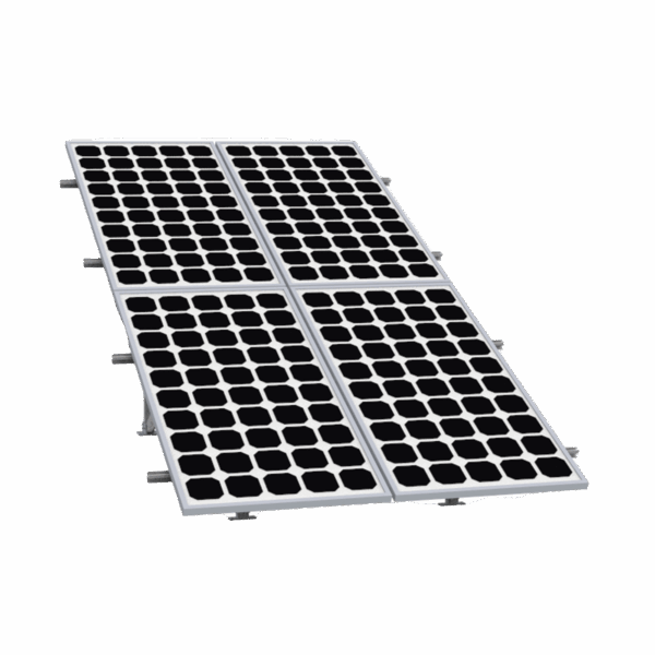 Montaje para Panel Solar 2X2, Riel 5 de 2700mm para Módulos con Espesor de 30-35mm, Vel. de Viento Máx. 136km/h