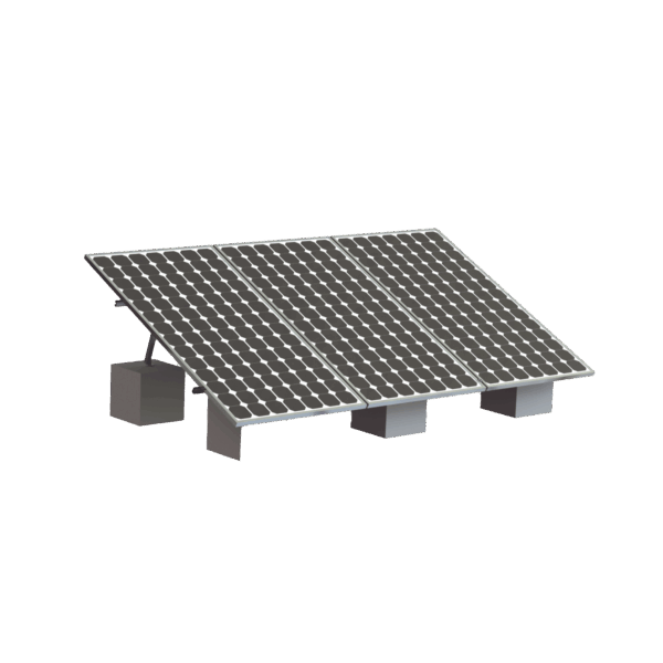 Montaje para 3 Panel Solar, Riel "8" de 4050mm para Módulos con Espesor de 35mm, Velocidad de Viento Máx. 136km/h (20° a 45°)