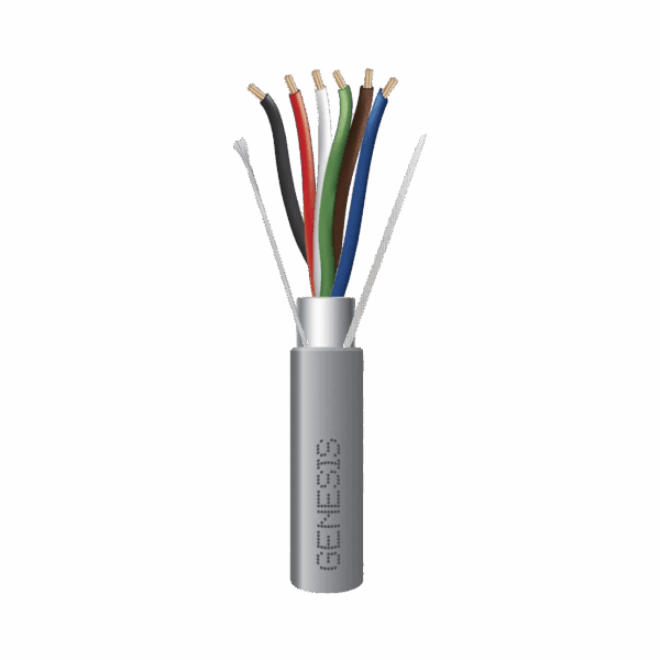 Bobina de 305 Metros de Cable  6 x 22 AWG / Blindado / Plenum de Color Gris / Aplicaciones de Audio, Seguridad y Control