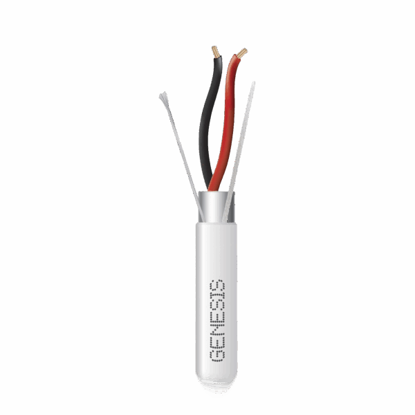 Bobina de 305 M de Cable 2 x 22 AWG BLINDADO / RISER / Color Blanco / Para Aplicaciones de Audio, Seguridad y Control