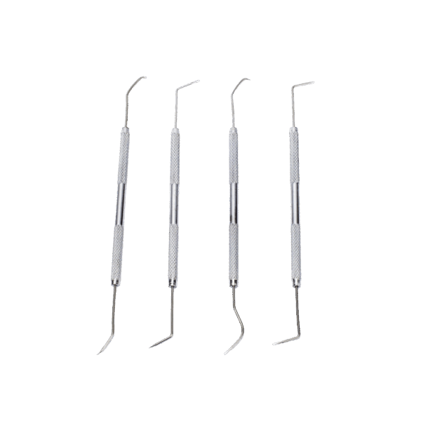 Juego de 4 herramientas con ganchos de apoyo para soldar.