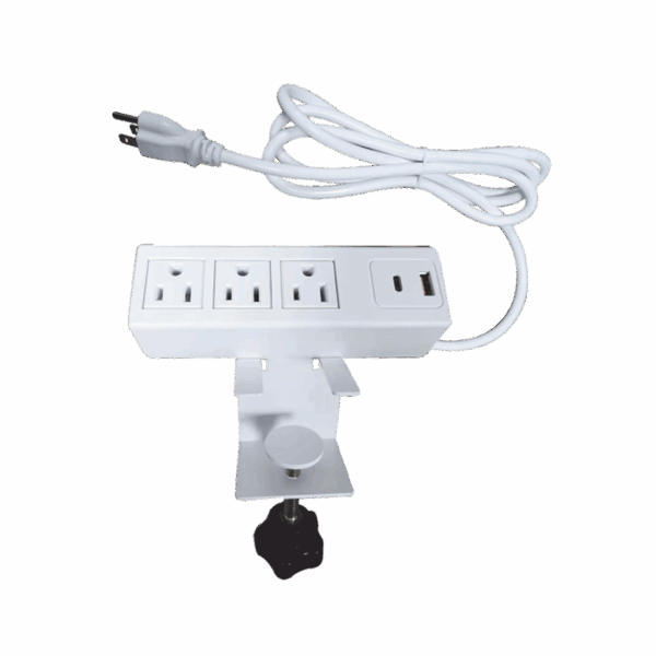 Tomacorriente para Escritorio / Cuenta con Bracket Ajustable a Diferentes Grosores / 3 Contactos 110VCA / 2 Contactos para Carga USB ( 1 contacto USB-A + 1 contacto USB-C )