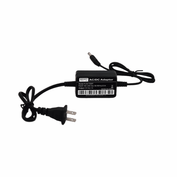 Adaptador de Pared de 12Vcc @ 1 A con cable y clavija Nema 1-15 / 0.5 metros a la toma de alimentación / 0.5 metros a la conexión del dispositivo