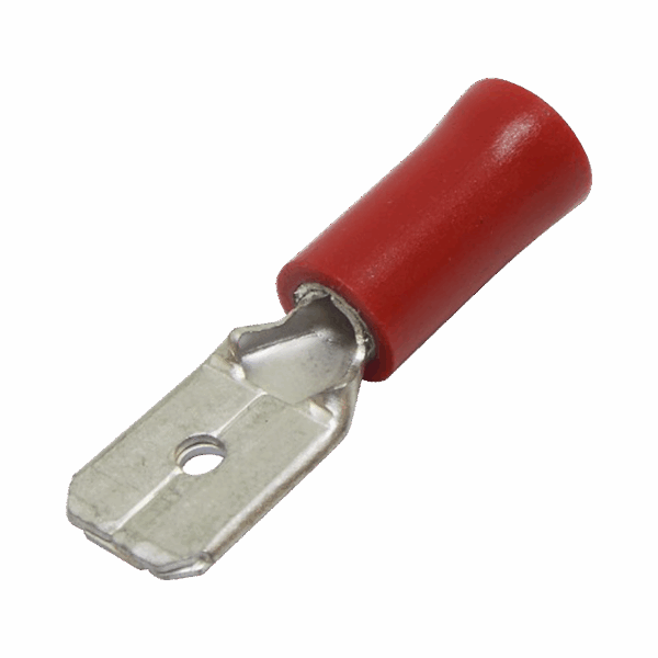 Terminal tipo macho aislada / 22 - 16 AWG / Rojo / Paquete de 25 piezas.