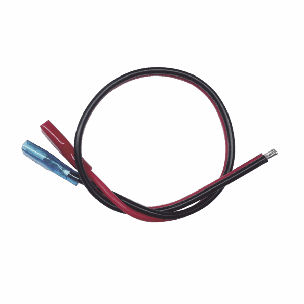 Cables en paquete dual / cable rojo y negro / 30 cm / terminal F1 en un extremo / puntas libres en el otro / Conexión a baterías de respaldo.