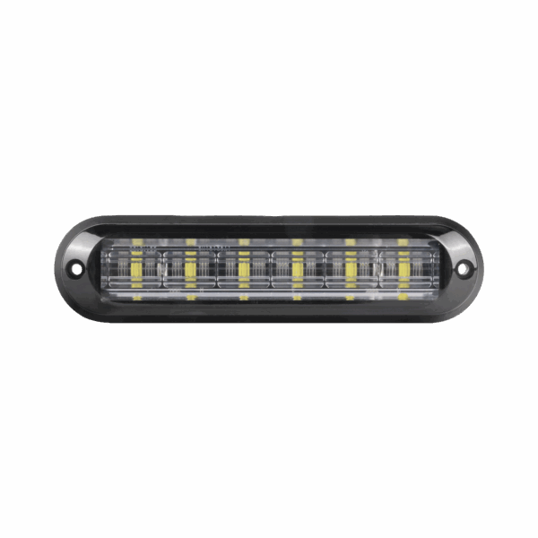 Luz Auxiliar Ultra Brillante  IP67 de 6 LEDs, Color Ambar/Claro, con mica transparente y bisel negro