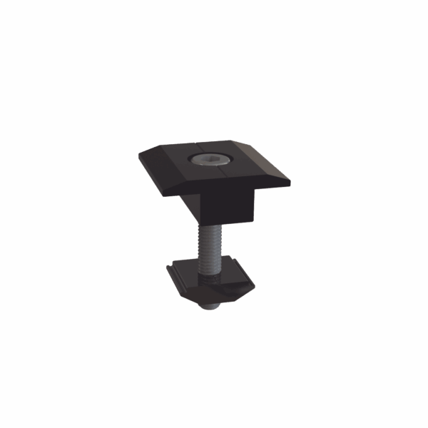 Sujetador Intermedio 30 mm para montaje de paneles solares en riel 5 Y 8 con anodizado negro