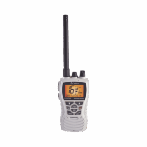Radio portátil marino, flotante y sumergible con función de eliminación de agua de la bocina mediante vibración,  potencia de RF de 6 Watts.