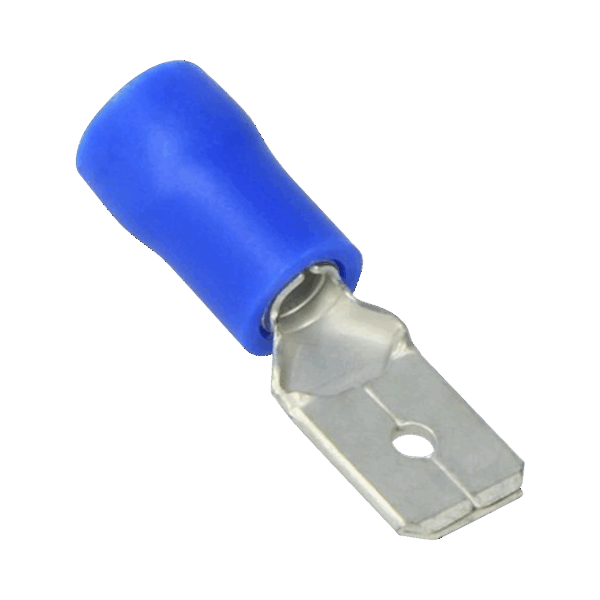Terminal tipo macho aislada / 16 - 14 AWG / Azúl / Paquete de 25 piezas.