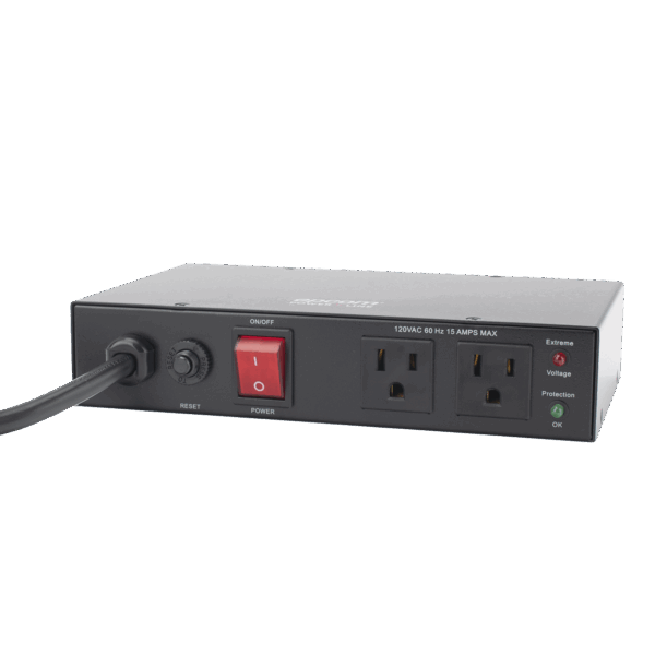 Acondicionador de Voltaje / Entrada 120 Vca / 2 salidas @ 120 Vca NEMA 5-15R / 1,800 W / 15 A / Supresión de Picos / Filtro de Ruido EMI/RFI