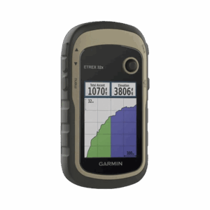 GPS portátil eTrex 32x con memoria interna de 8 GB, pantalla de 2.2″ a color, con mapa topográfico de carreteras y senderos incluido.