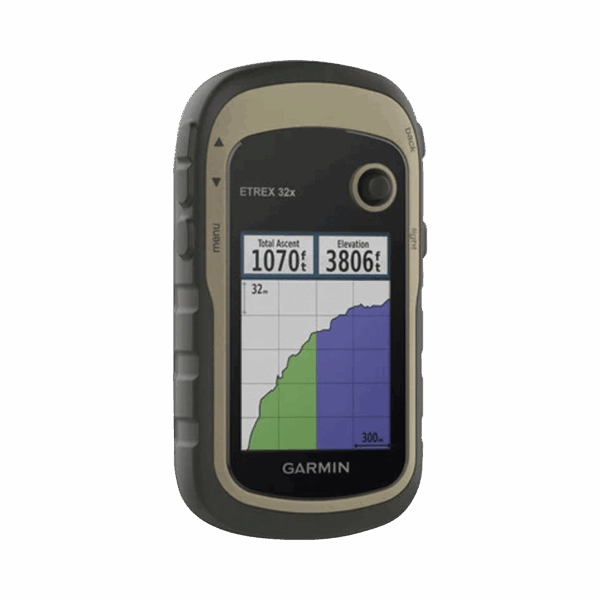 GPS portátil eTrex 32x con memoria interna de 8 GB, pantalla de 2.2" a color, con mapa topográfico de carreteras y senderos incluido.