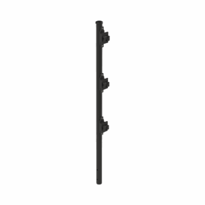 Poste de Paso Negro de 0.75m para Cerca Electrificada. Tubo Galvanizado cal. 18 de 1″Diam. con Tapón y 3 Aisladores Instalados.