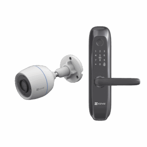 Kit de Cerradura Inteligente con Cámara IP Wi-Fi modelo CS-H3C / Apertura Remota desde la App / Códigos Temporales Para Visitantes / Lectura de Huella / Lectura de Tag / Contraseña /  Botón para Timbrar / Alarma Anti-intrusion