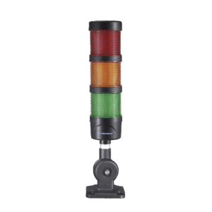 Torre LED Indicadora de estado de 3 niveles color Rojo, Ámbar y Verde, con Buzzer integrado a 85 dB,  a 24 VCD con Montaje incluido de 60 mm de diámetro