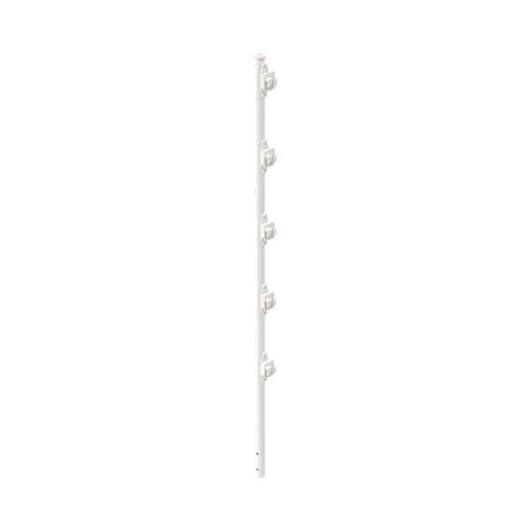 Poste con 5 Aisladores de PASO  para Cerca Electrificada. Tubo Galvanizado de 1.2m, cal. 18 de 1" Diam. + Pintura Blanca Aplicación en Polvo.