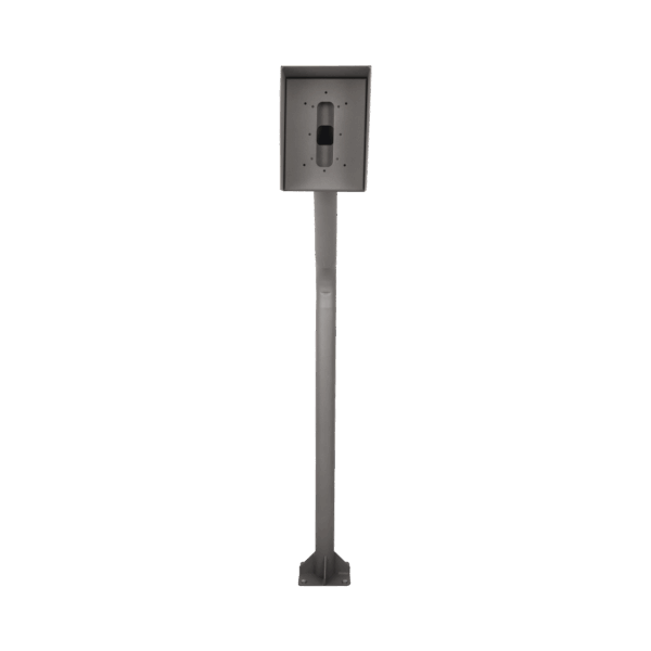 Poste y Cubierta industrial para montaje de Porteros IP Fanvil y Grandstream, altura de 1.2 metros, pintura electrostática color gris.
