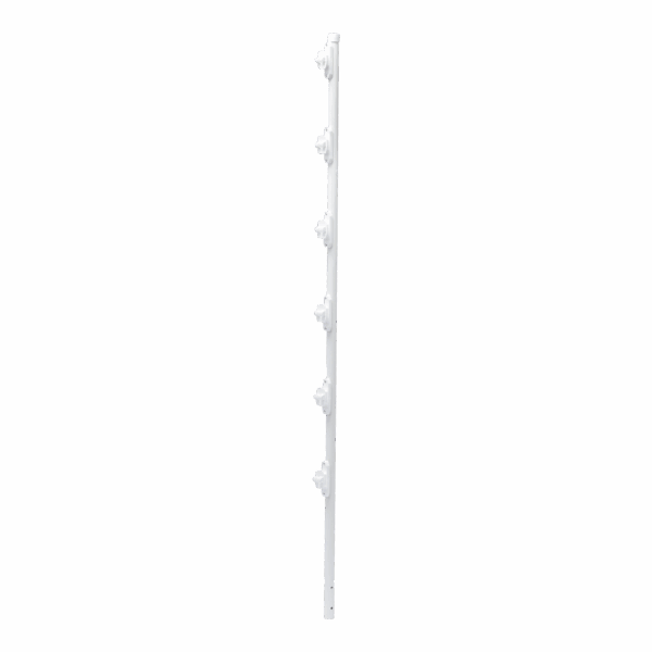 Poste con 6 Aisladores de PASO  para Cerca Electrificada. Tubo Galva. de 1.4m, cal. 18 de 1" Diam. + Pintura Blanca.