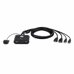 Switch KVM | USB FHD HDMI | de 2 puertos en formato cable | 1920×1080 @ 60Hz (FHD)	| HDCP 1.4 | Conecta y controla 2 equipos con un solo monitor, teclado y mouse