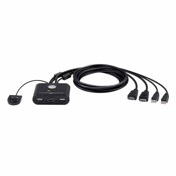 Switch KVM | USB FHD HDMI | de 2 puertos en formato cable | 1920x1080 @ 60Hz (FHD)	| HDCP 1.4 | Conecta y controla 2 equipos con un solo monitor, teclado y mouse