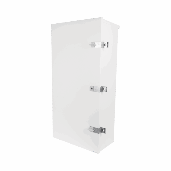 Gabinete para instalación de 3 Baterías PL110D12, Fabricado en Lámina Galvanizada, Accesorios para piso o poste (No incluidos)