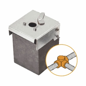 Molde de grafito horizontal unión en T horizontal de cable 2/0 AWG (pasante) con cable 2/0 AWG (terminal).