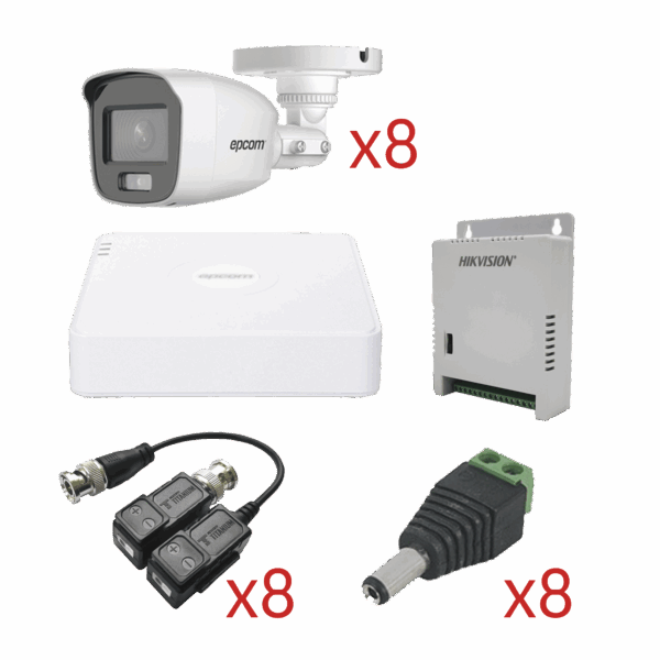 KIT TurboHD con Audio 1080p / DVR 8 Canales 1080p lite / 8 Cámaras Bala (exterior 2.8 mm) / Transceptores / Conectores / Fuente de Poder / AUDIO POR COAXITRON