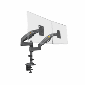 Montaje de Escritorio articulado para 2 monitores de 17 a 27″ /  Soporta hasta 9kg por monitor / Vesa 75 x 75 / 100 x 100 / Acero / Rotación: 360°