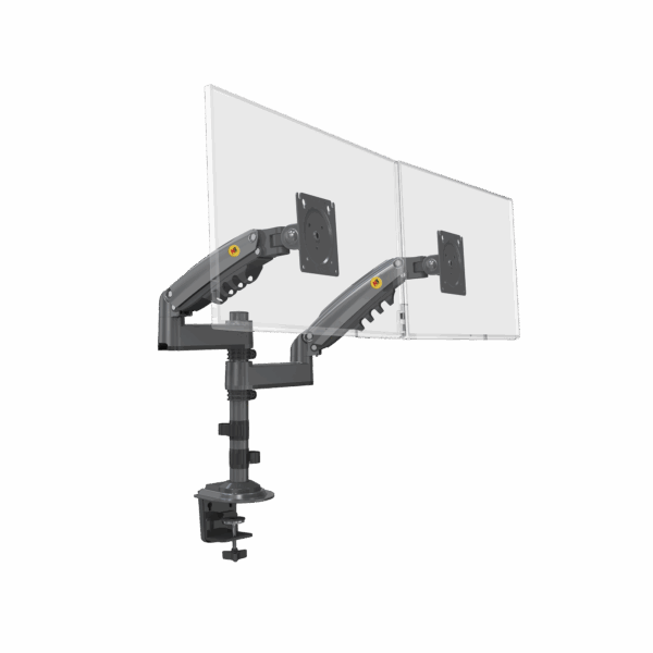 Montaje de Escritorio articulado para 2 monitores de 17 a 27" /  Soporta hasta 9kg por monitor / Vesa 75 x 75 / 100 x 100 / Acero / Rotación: 360°