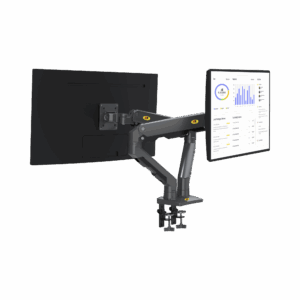 Montaje de Escritorio articulado para 2 monitores de 27-34″ /  Soporta hasta 16 kg  por brazo/ Vesa 75 x 75 / 100 x 100 / Acero / Giro: 360°