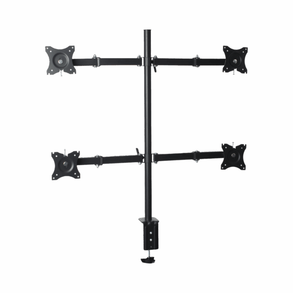 Montaje de Escritorio articulado para 4 monitores de 13 a 27" /  Soporta hasta 15 kg / Vesa 75 x 75 / 100 x 100 / Acero
