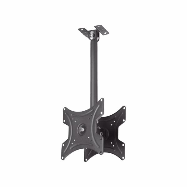 Montaje de Techo Universal Doble  para Monitores de 17 a  42" | Soporta hasta 22 KG x monitor/ VESA 75X75, 100X100, 200X200 / Acero / Montaje Telescopico de 50 cm hasta 80cm