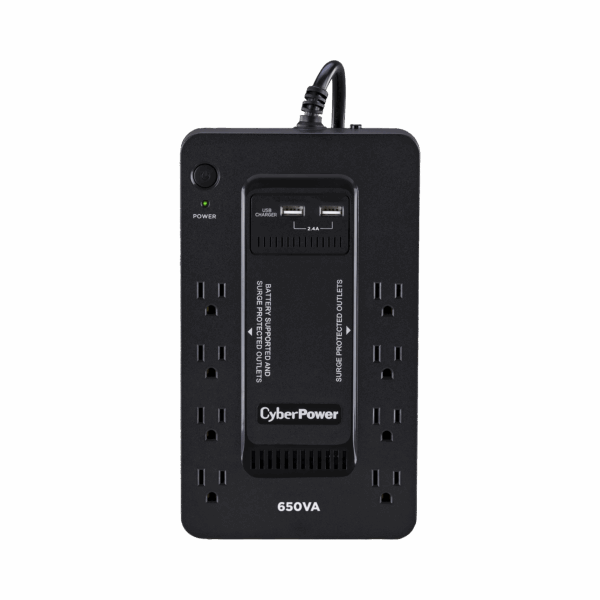 UPS de 650 VA/390 W, Topología Standby con Modo Ahorrador ECO, Entrada 120 Vca NEMA 5-15P, Con 8 Tomas NEMA 5-15R