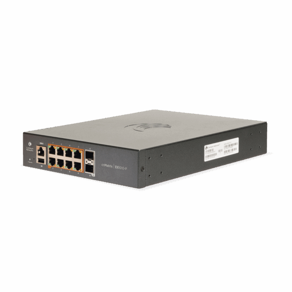 Switch PoE cnMatrix Ex1010-P / 8 Puertos Gigabit PoE 802.3af/at + 2 SFP / Capa 2 / Gestión en la Nube Gratuito