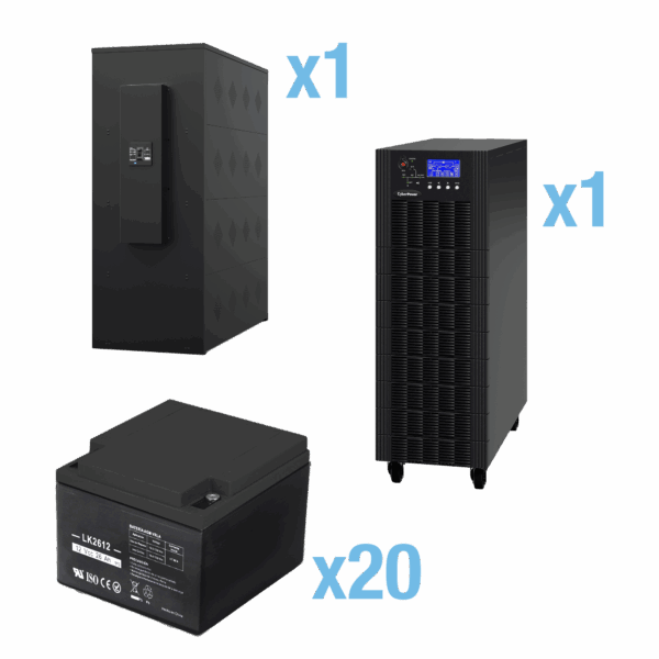 UPS Trifásico de 30 kVA/27 kW, Topología Online Doble Conversión, Voltaje de 208/220 Vca de L-L, Respaldo de 5 Minutos al 100% de Carga, Incluye Módulo y Banco de Baterías