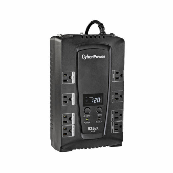 UPS de 825 VA/450 W, Topología Línea Interactiva, Entrada 120 Vca NEMA 5-15P, Tipo Gabinete Compacto, Con 8 Tomas NEMA 5-15R