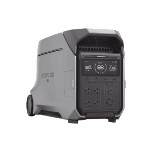 Estación de Energía Portátil DELTA PRO3 / 4096Wh Litio LFP / 5 AC 4000W (8000W Pico) / 2 USB-C 100W / Capacidad para Aumentar Respaldo / Cargador de Coche 10A a 12.6V / Conectividad WiFi y Bluetooth (App) / Carga Solar 2600W Max. (2 P