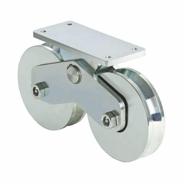 339V - Rueda Doble de 12 cm / Capacidad Para Puertas de  hasta 1200 kg / Canal Tipo V