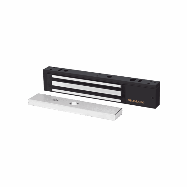 CERRADURA ELECTROMAGNETICA DE 600LB EN COLOR  NEGRO CON SENSOR DE ADHERENCIA Y LED DE STATUS
