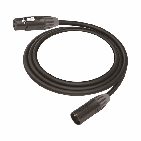 Cable XLR | 3 polos | Conector Hembra-Macho | Serie M | Carcasa Negra | Contactos Dorados | Ideal para Microfonía | Longitud 10m
