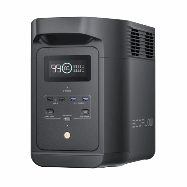 Estación de Energía Portátil de 980Wh Litio LFP / 10 Puertos AC 500 W (Max. 1000W) / 2 USB-C 100W / Cargador de Coche 10A a 12.6V / Conectividad WiFi y Bluetooth (App) / Carga Solar 500W Max.