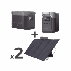 Kit de Estación de Energía Portátil 2048Wh + Batería Externa 2048Wh + 2 Paneles Solares Flexibles 400W (4096Wh, 800W Totales)